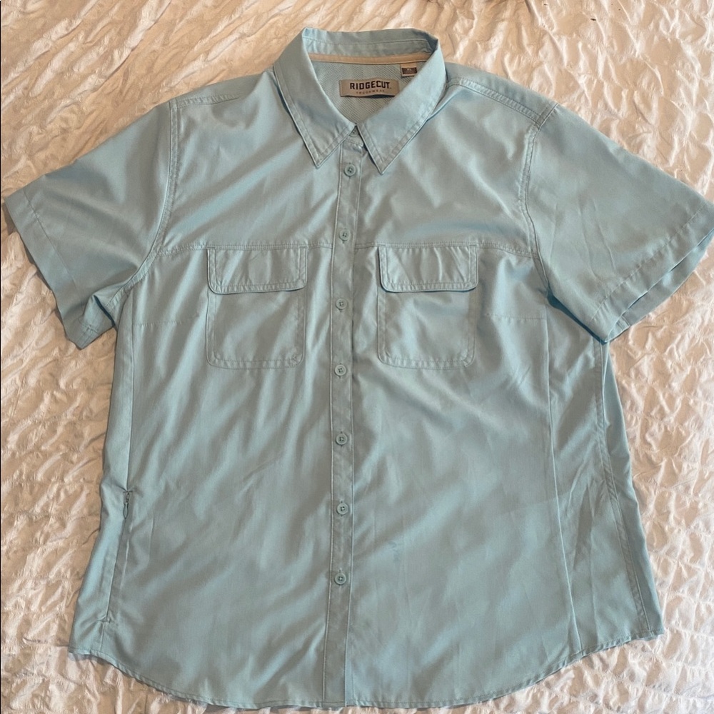 RidgeCut Men's Sky Blue Casual Button Down Shirt
